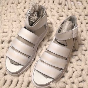 White doc marten strappy sandals